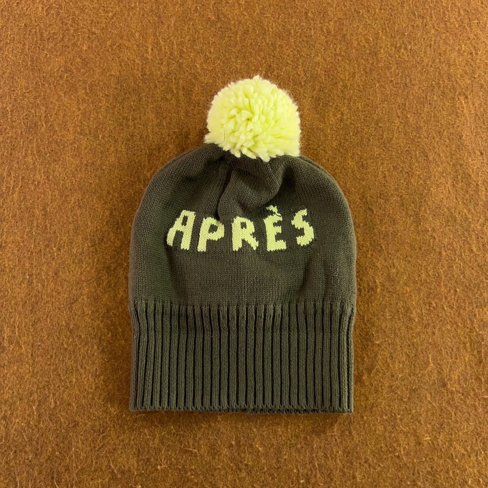 Otter Avenue Kids 5T/6 Green Apres Pom Pom Knit Winter Beanie Hat New